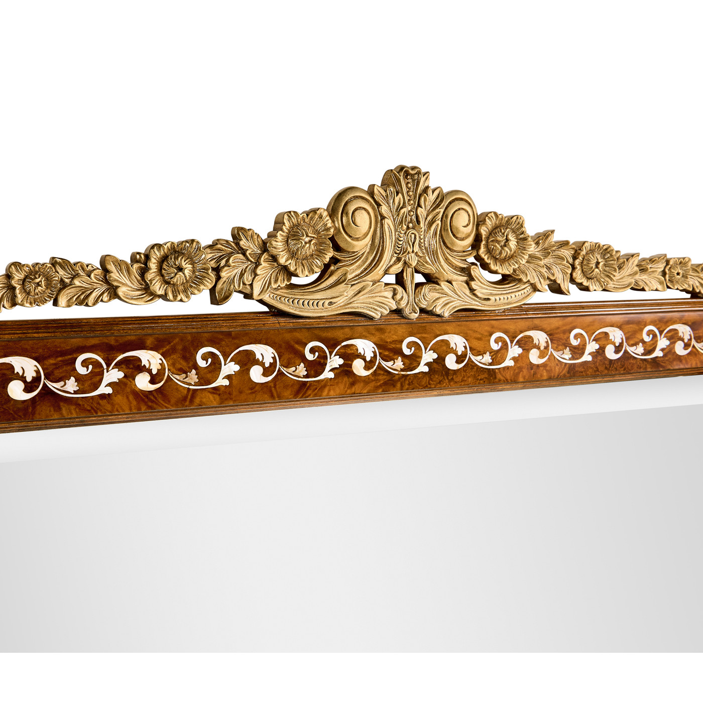 Louis XVI Style inlaid & gilded rectangular mirror