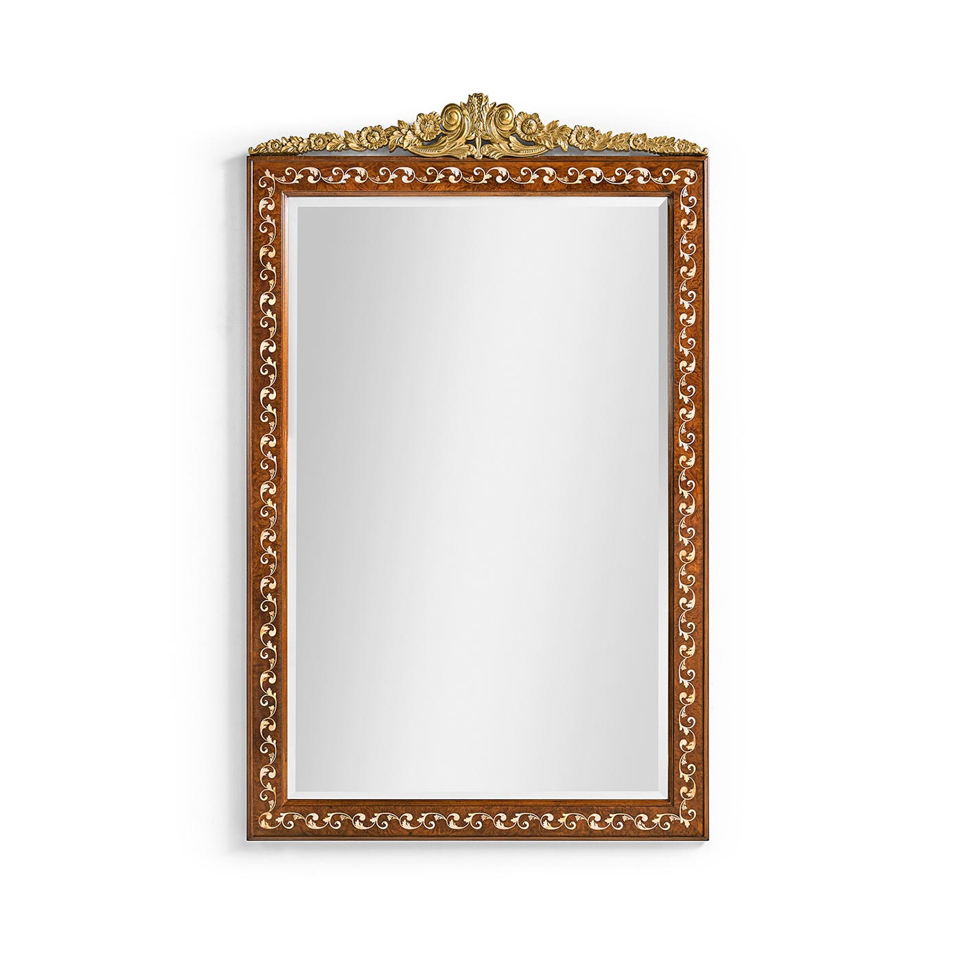 Louis XVI Style inlaid & gilded rectangular mirror