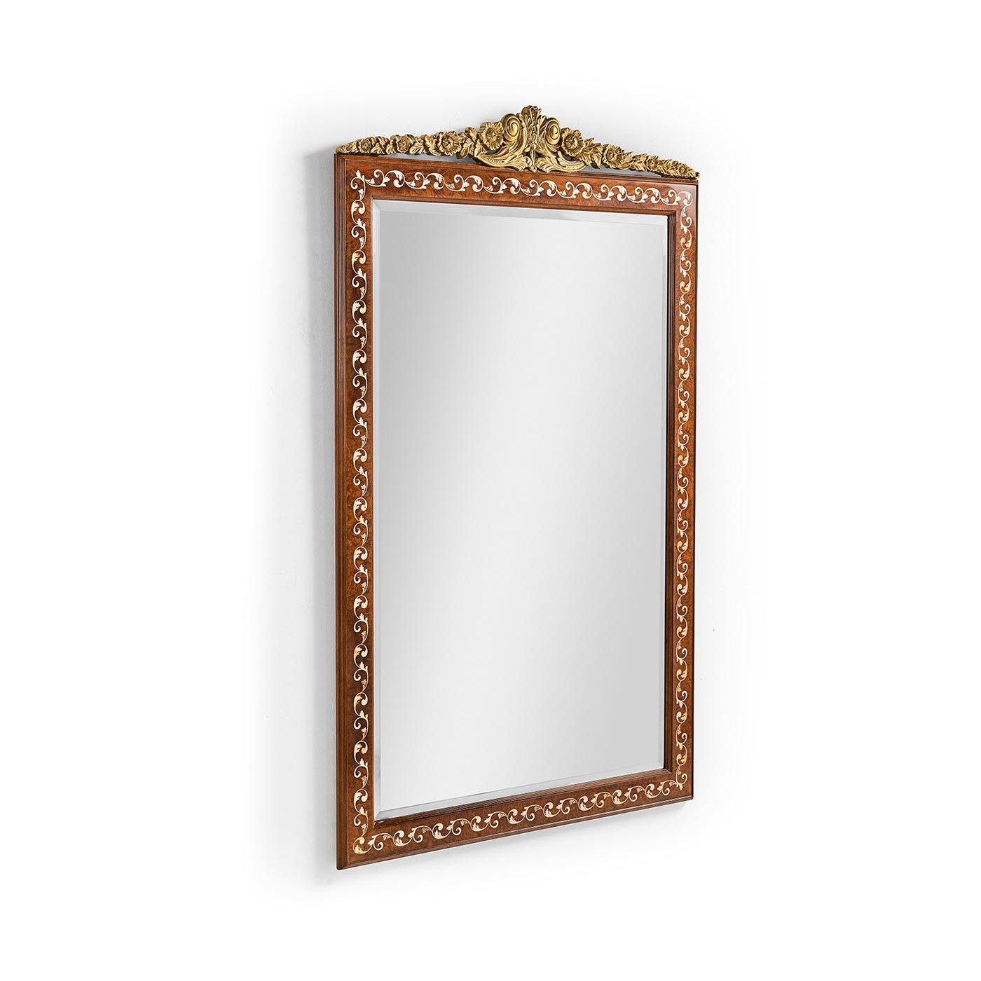 Louis XVI Style inlaid & gilded rectangular mirror
