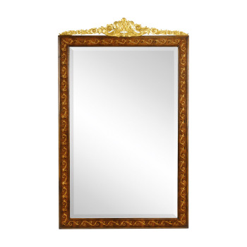 Louis XVI Style inlaid & gilded rectangular mirror