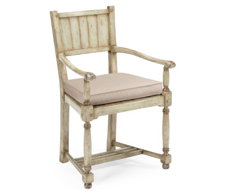 Grey painted planked chair (Arm)