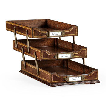 Victorian Style Mahogany Triple Letter Tray