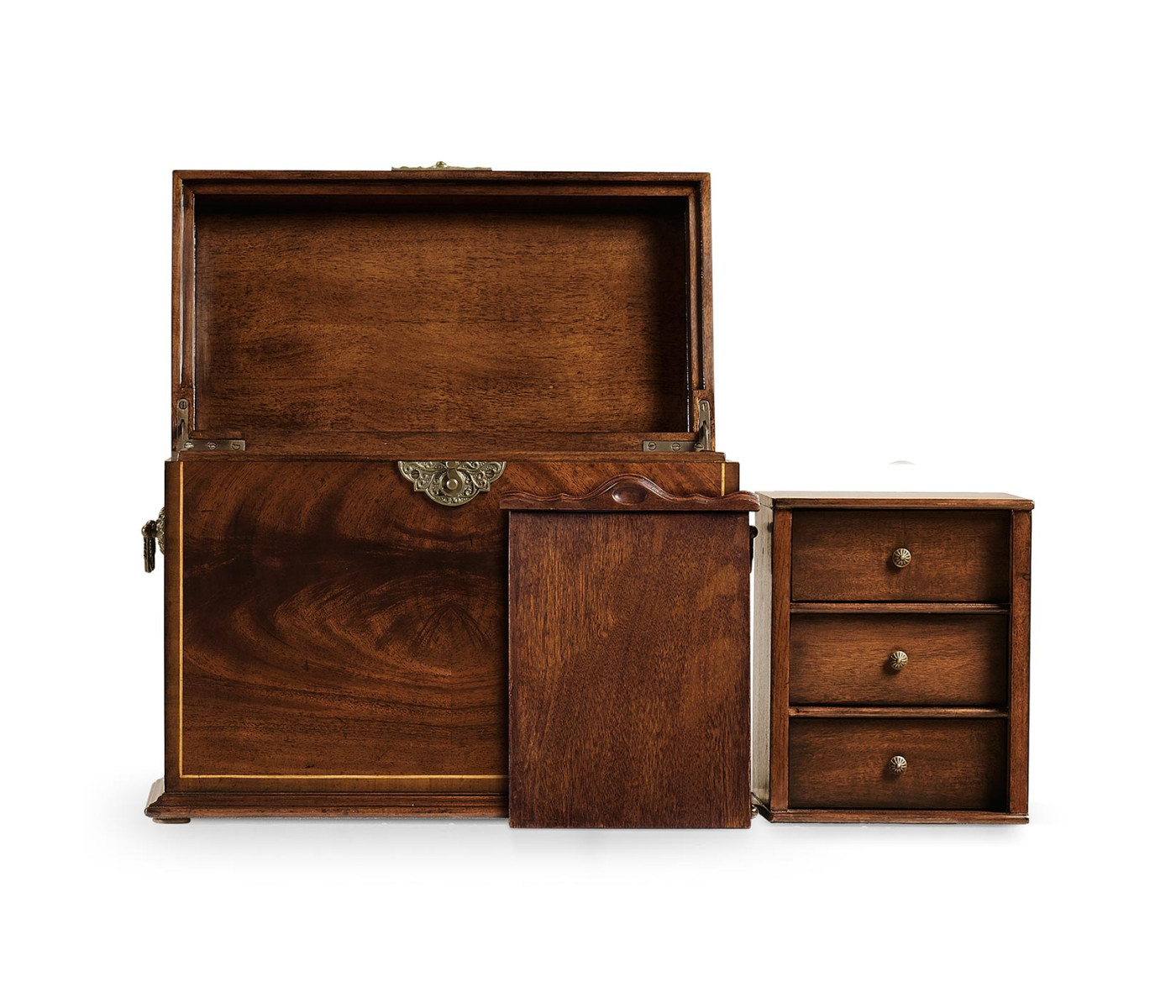 Tall Square Crotch Mahogany Jewellery Box