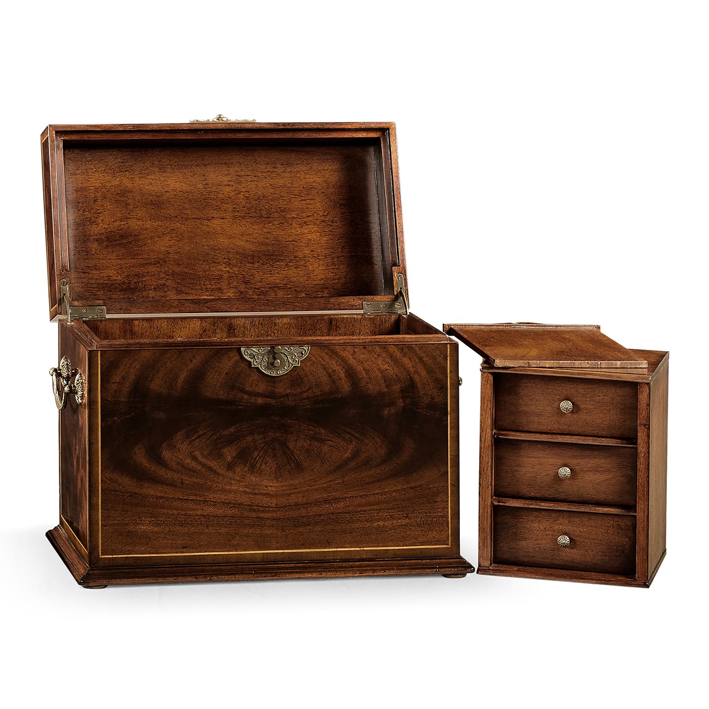 Tall Square Crotch Mahogany Jewellery Box