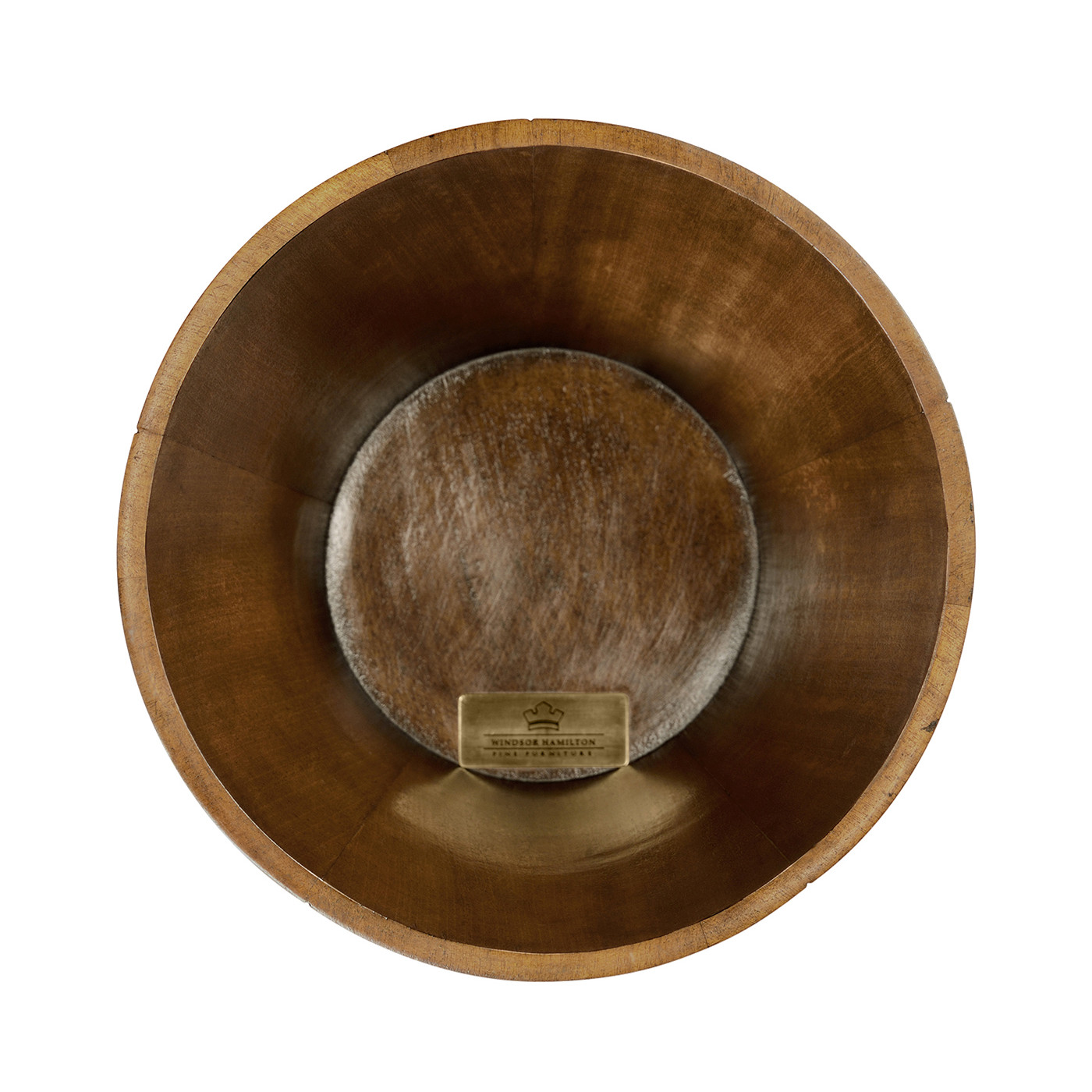 Round Tapering Dark Walnut Peat Bucket Style Waste Basket