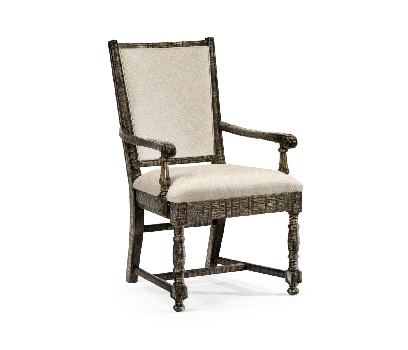 Distressed Country Dark Driftwood Arm Chair