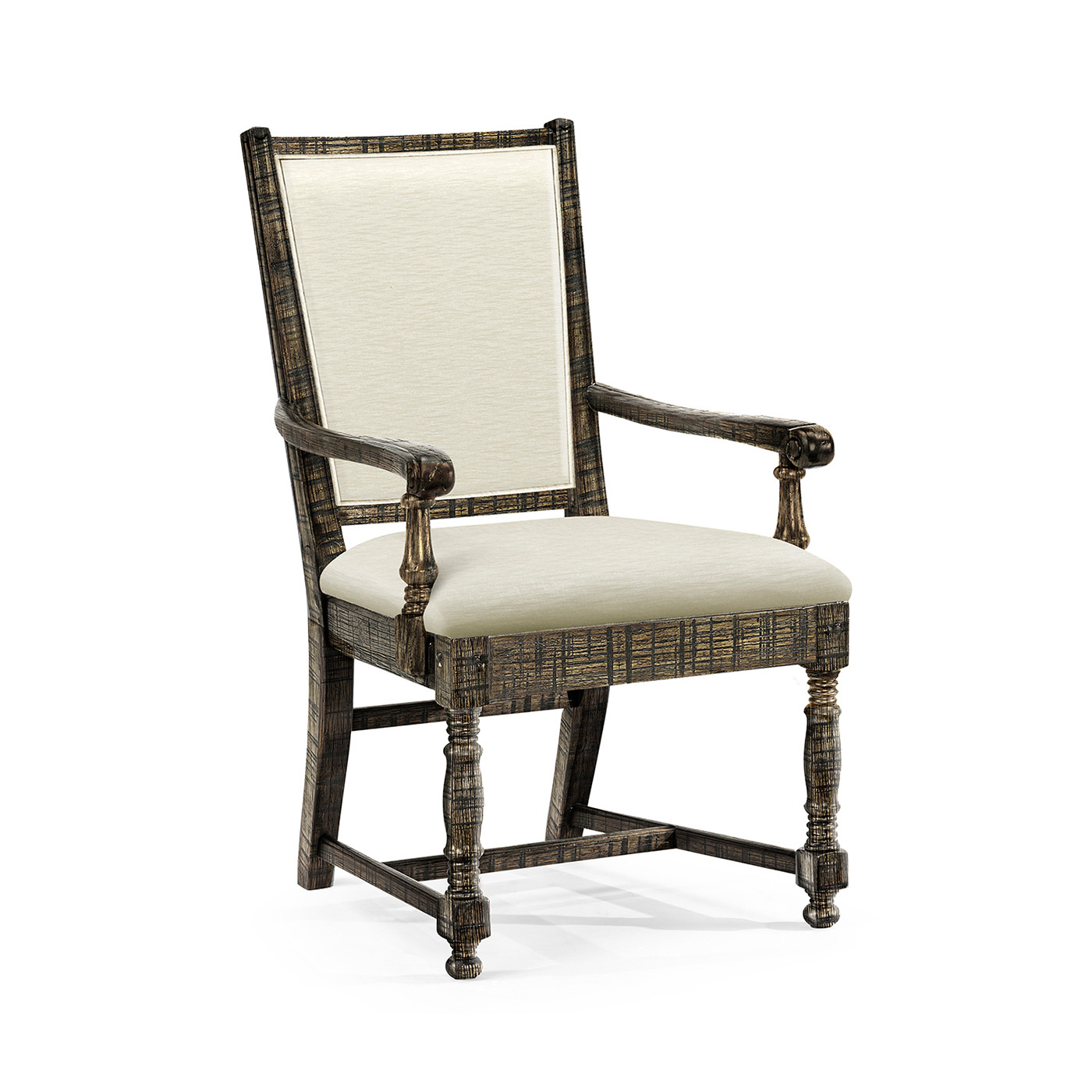 Distressed Country Dark Driftwood Arm Chair