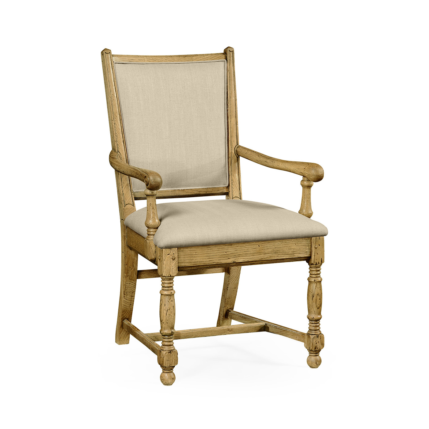 Distressed Natural Oak Country Arm Chair