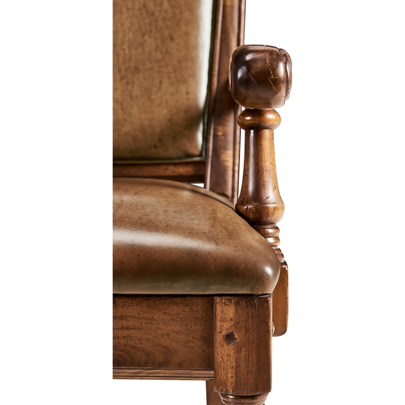 Distressed Medium Walnut Country Arm Chair