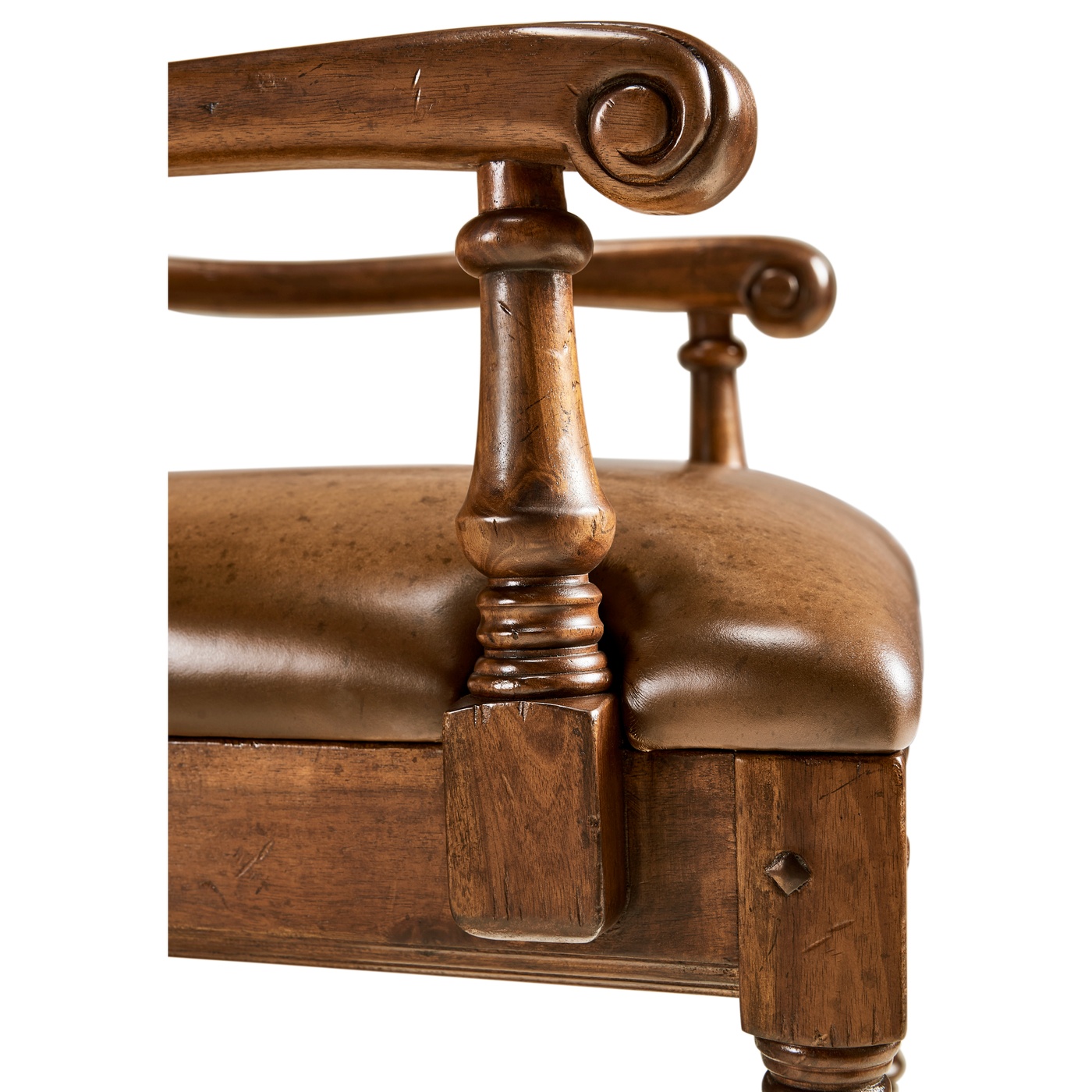 Distressed Medium Walnut Country Arm Chair