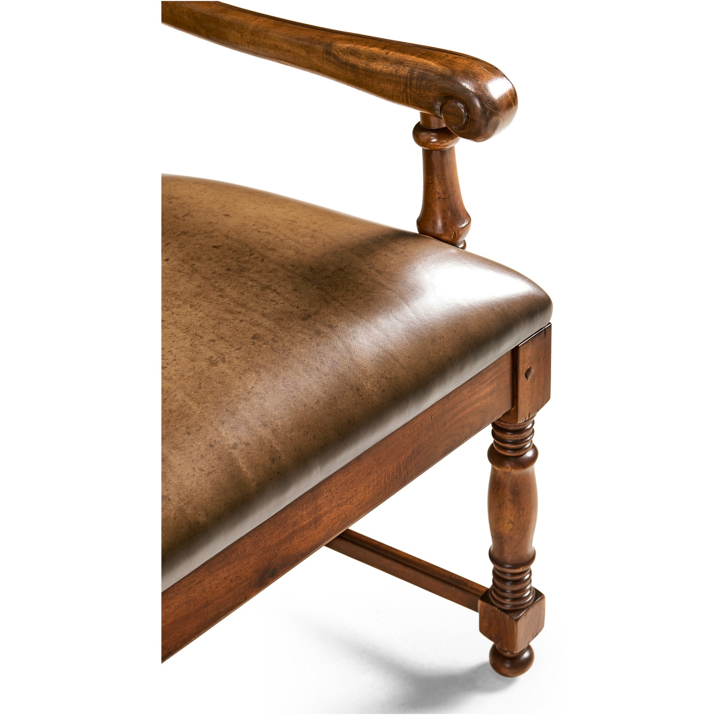 Distressed Medium Walnut Country Arm Chair