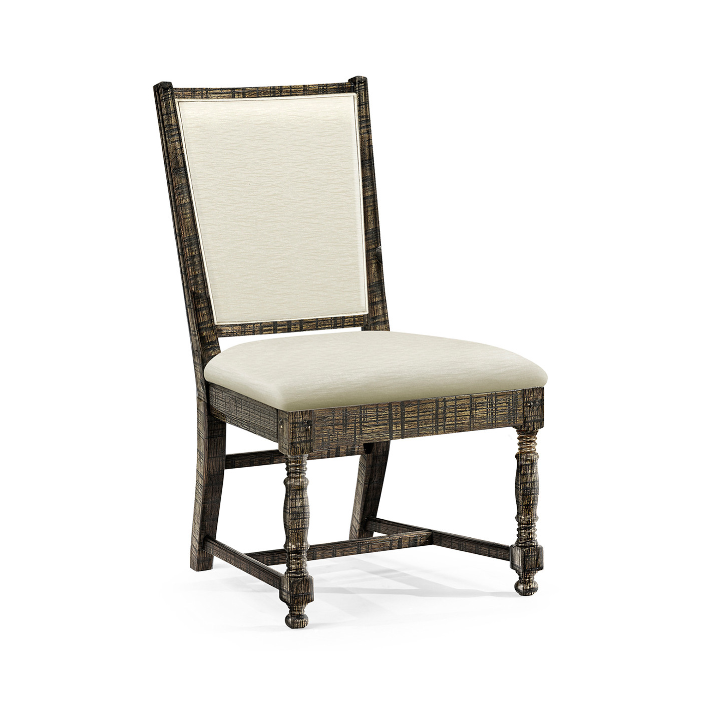 Distressed Country Dark Driftwood Side Chair