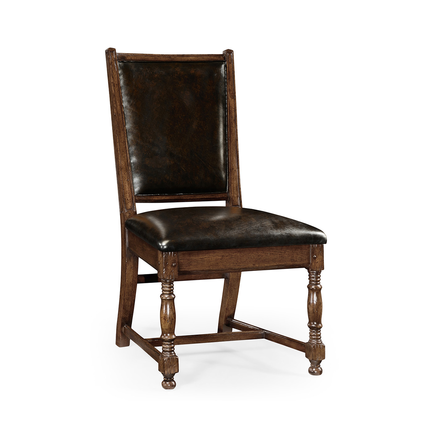 Distressed Dark Oak Country Side Chair