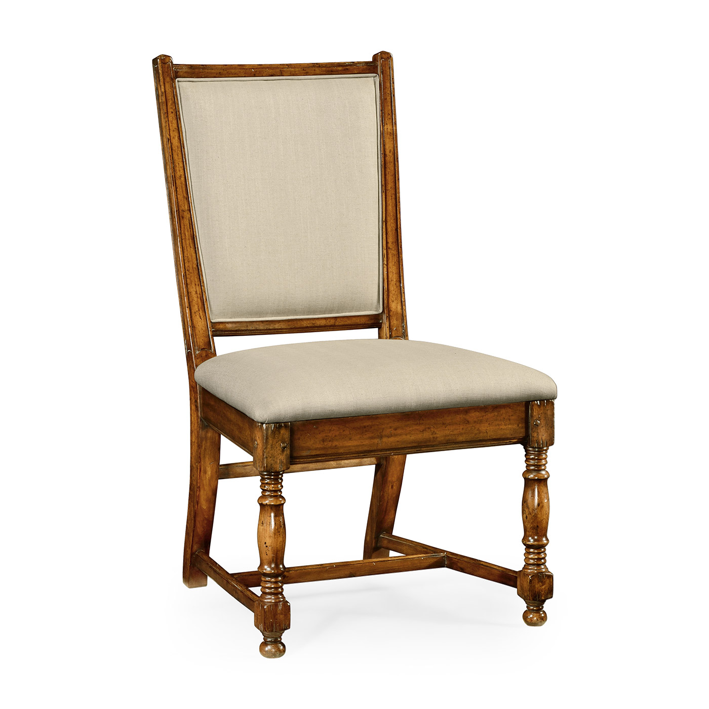 Distressed Medium Walnut Country Side Chair