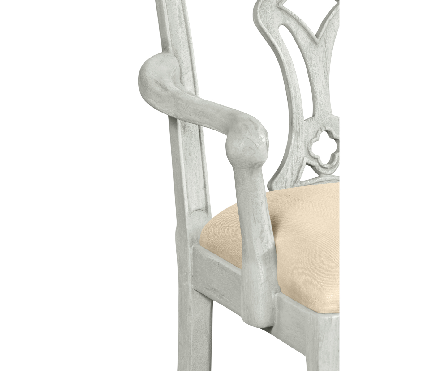 Casual Chippendale Grey Mahogany Arm Chair