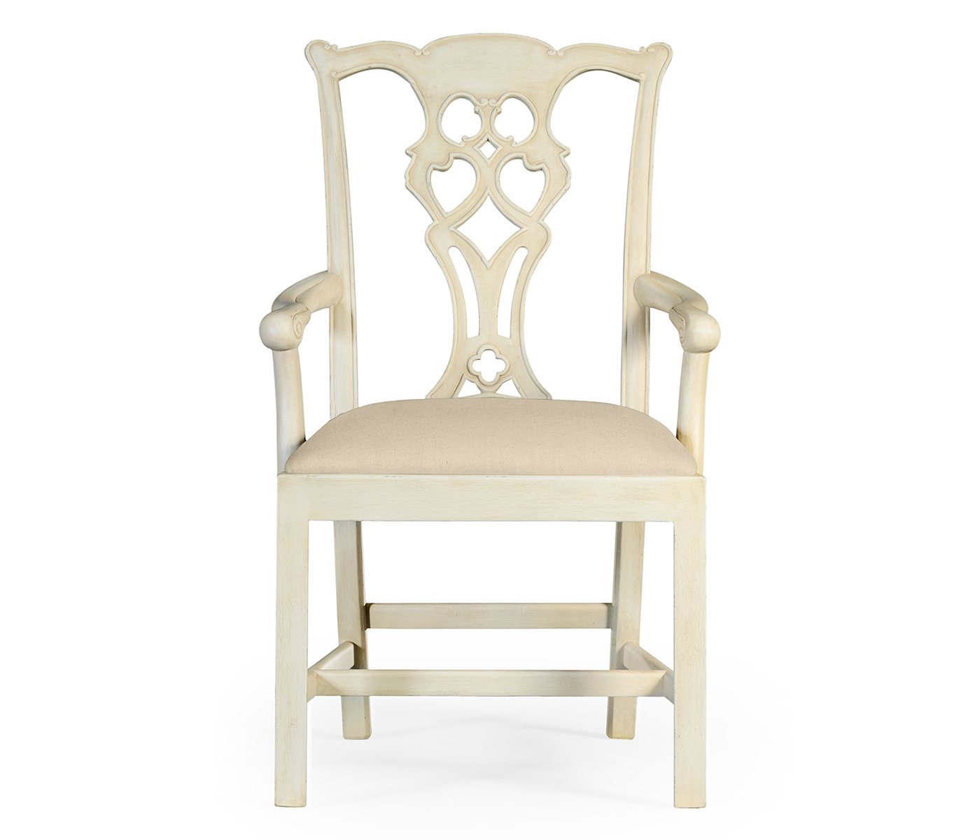 Windsor Chippendale Grey Linen Arm Chair