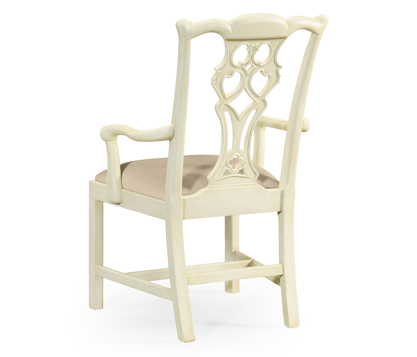 Windsor Chippendale Grey Linen Arm Chair