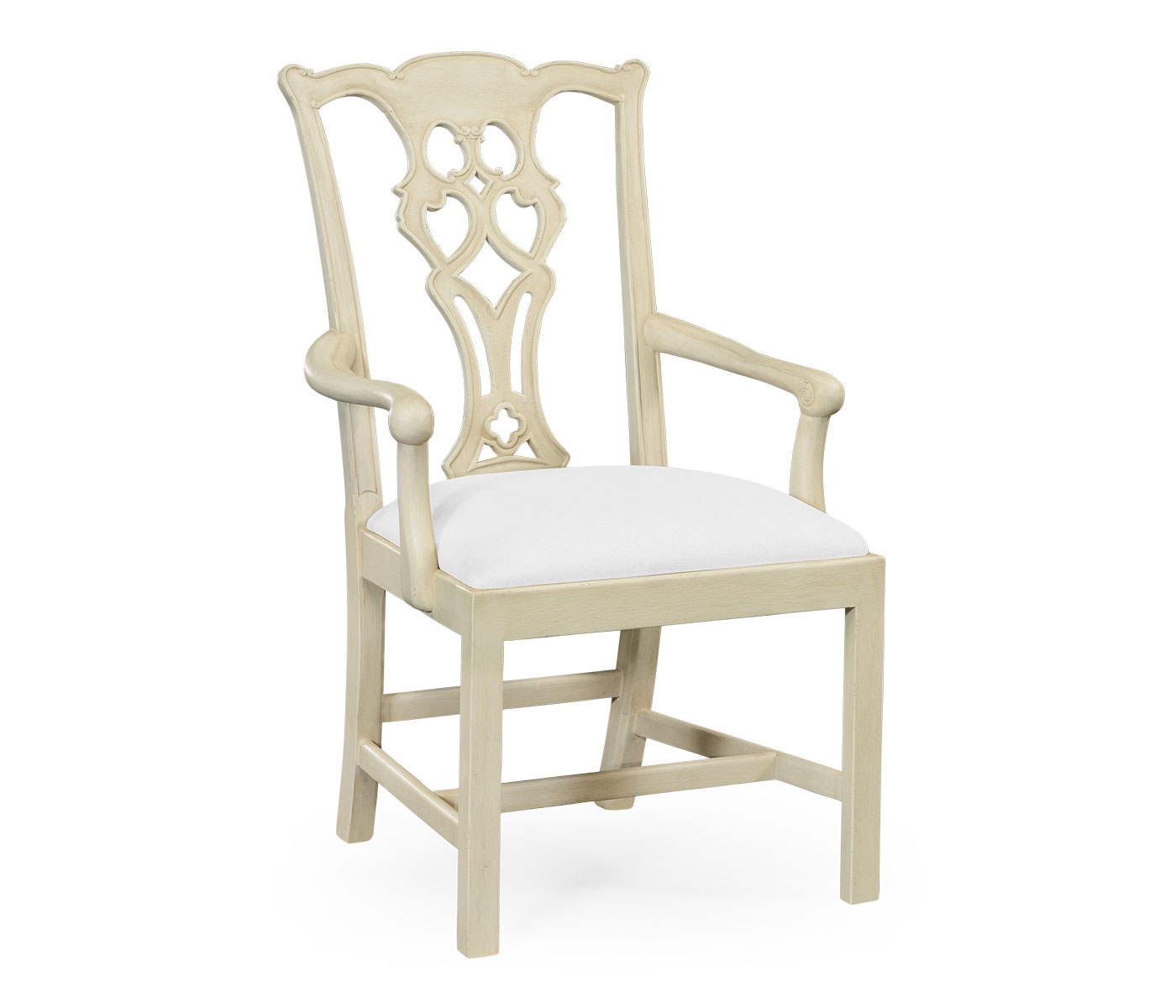 Windsor Chippendale Grey Linen Arm Chair