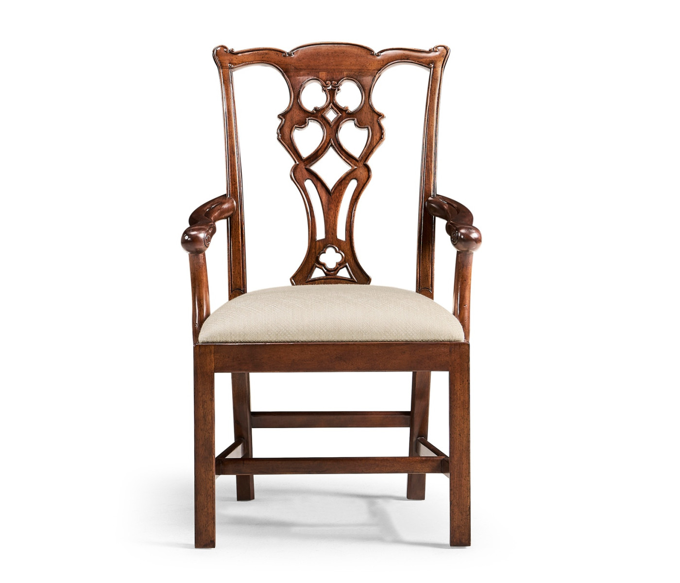 Buckingham Chippendale Antique Mahogany Arm Chair