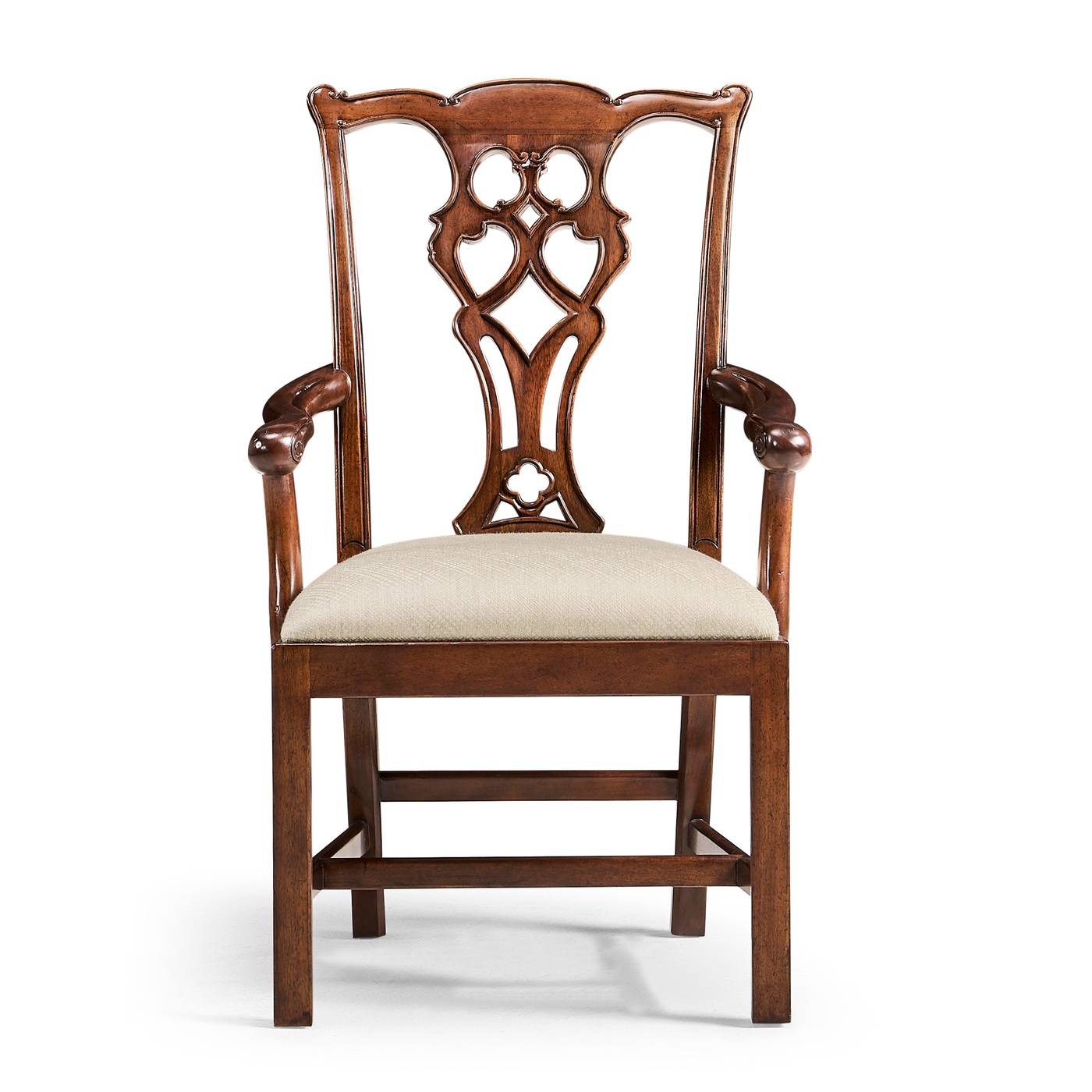 Buckingham Chippendale Antique Mahogany Arm Chair