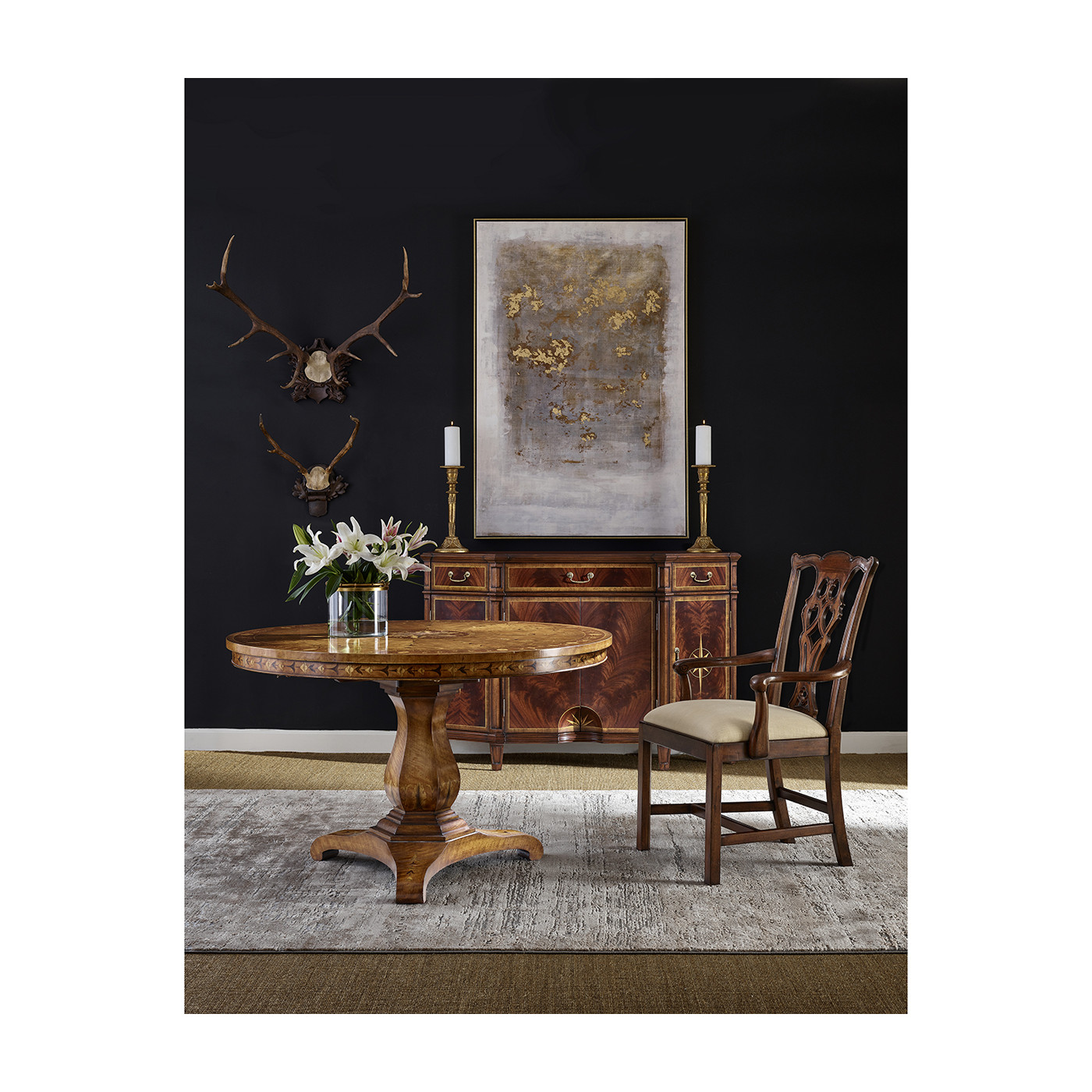 Windsor Chippendale Walnut Arm Chair