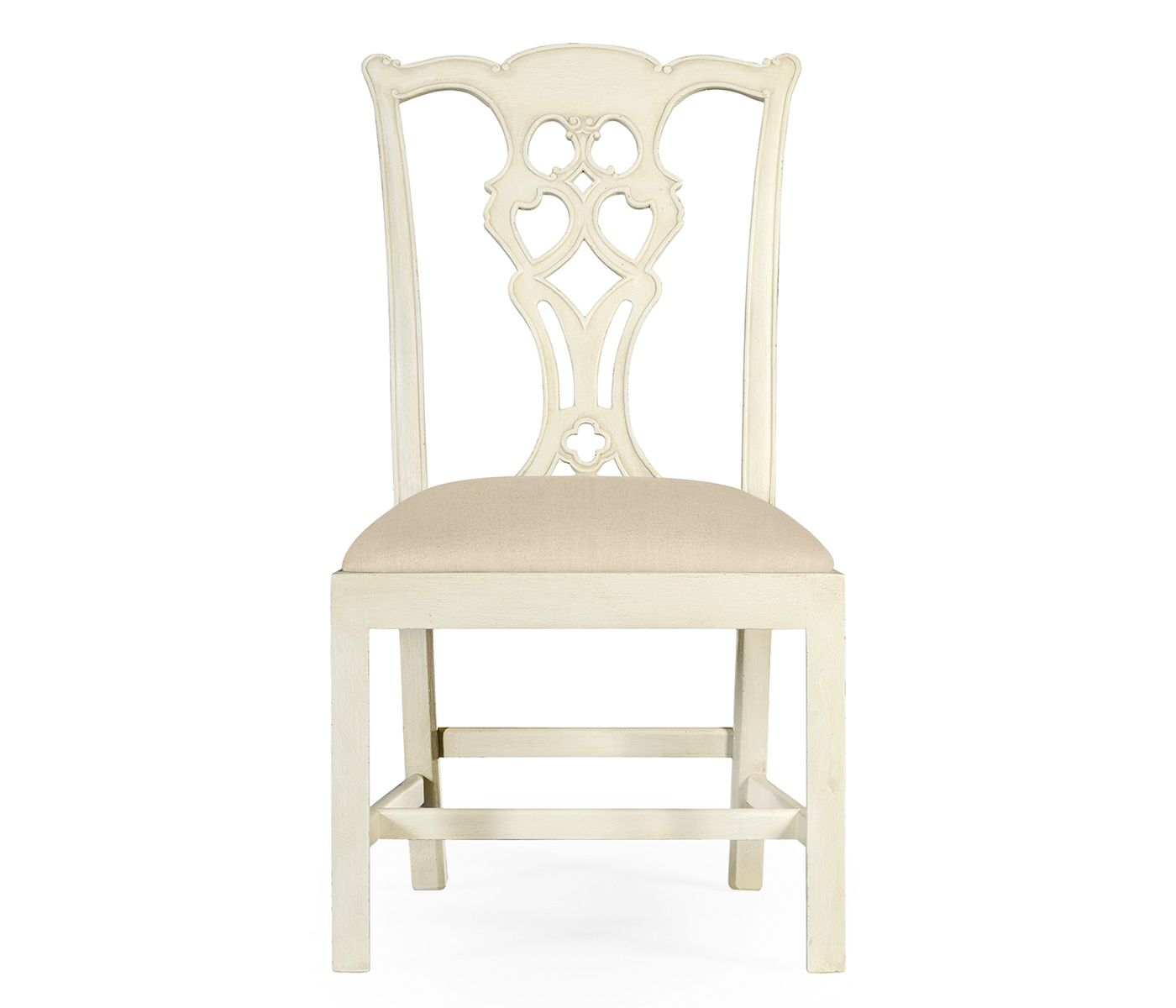 Windsor Chippendale Grey Linen Side Chair