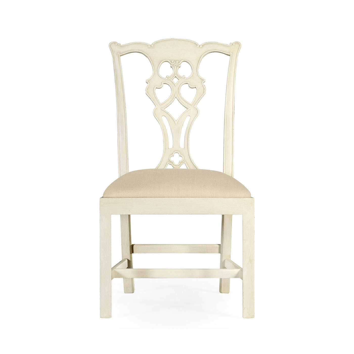 Windsor Chippendale Grey Linen Side Chair
