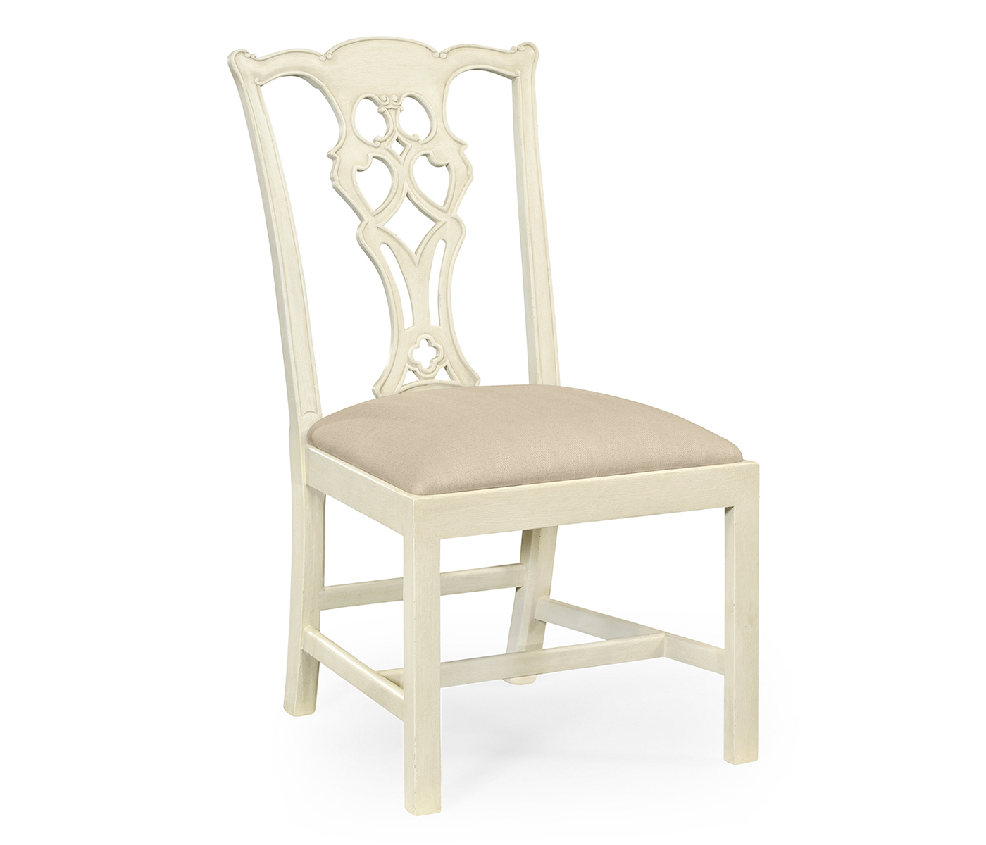 Windsor Chippendale Grey Linen Side Chair