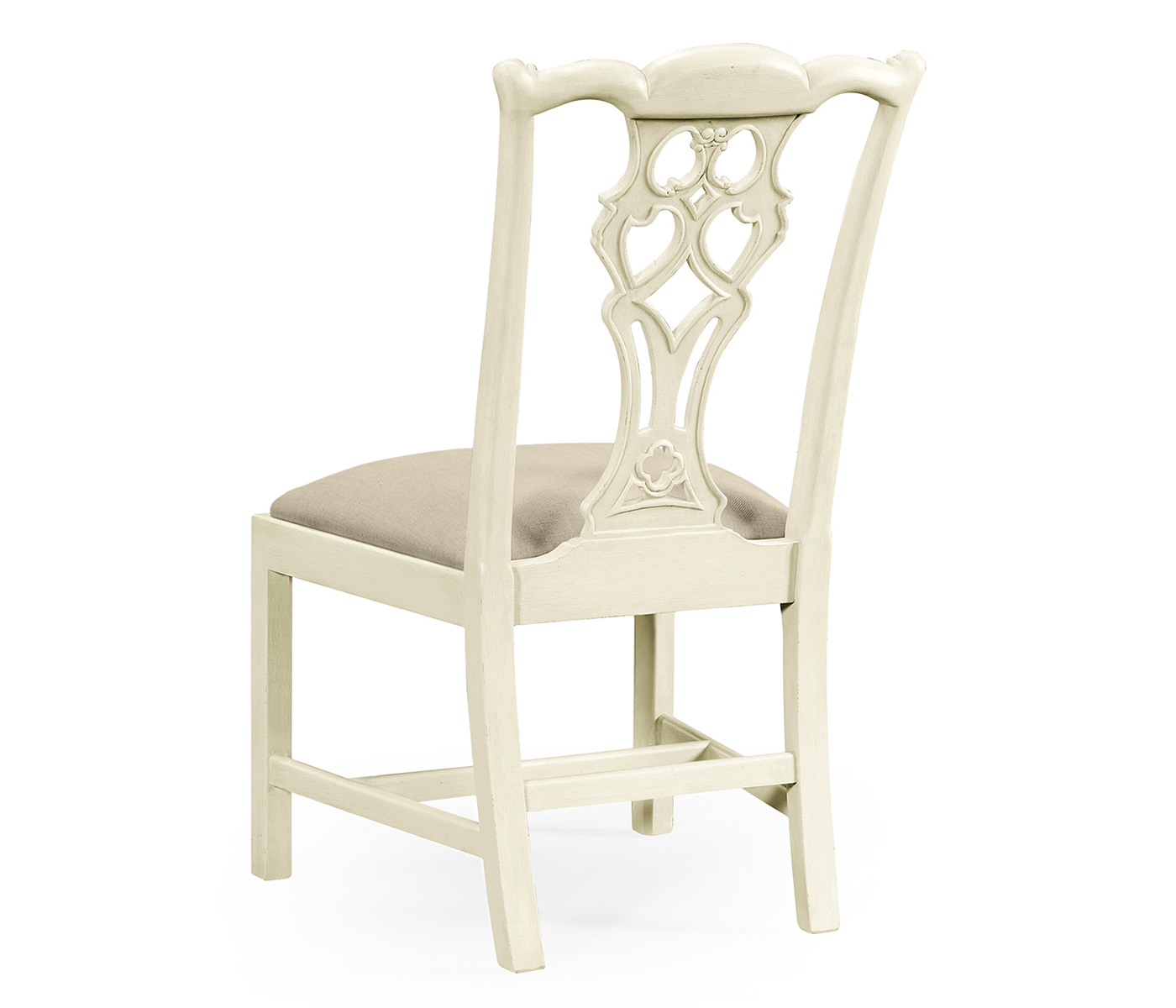 Windsor Chippendale Grey Linen Side Chair