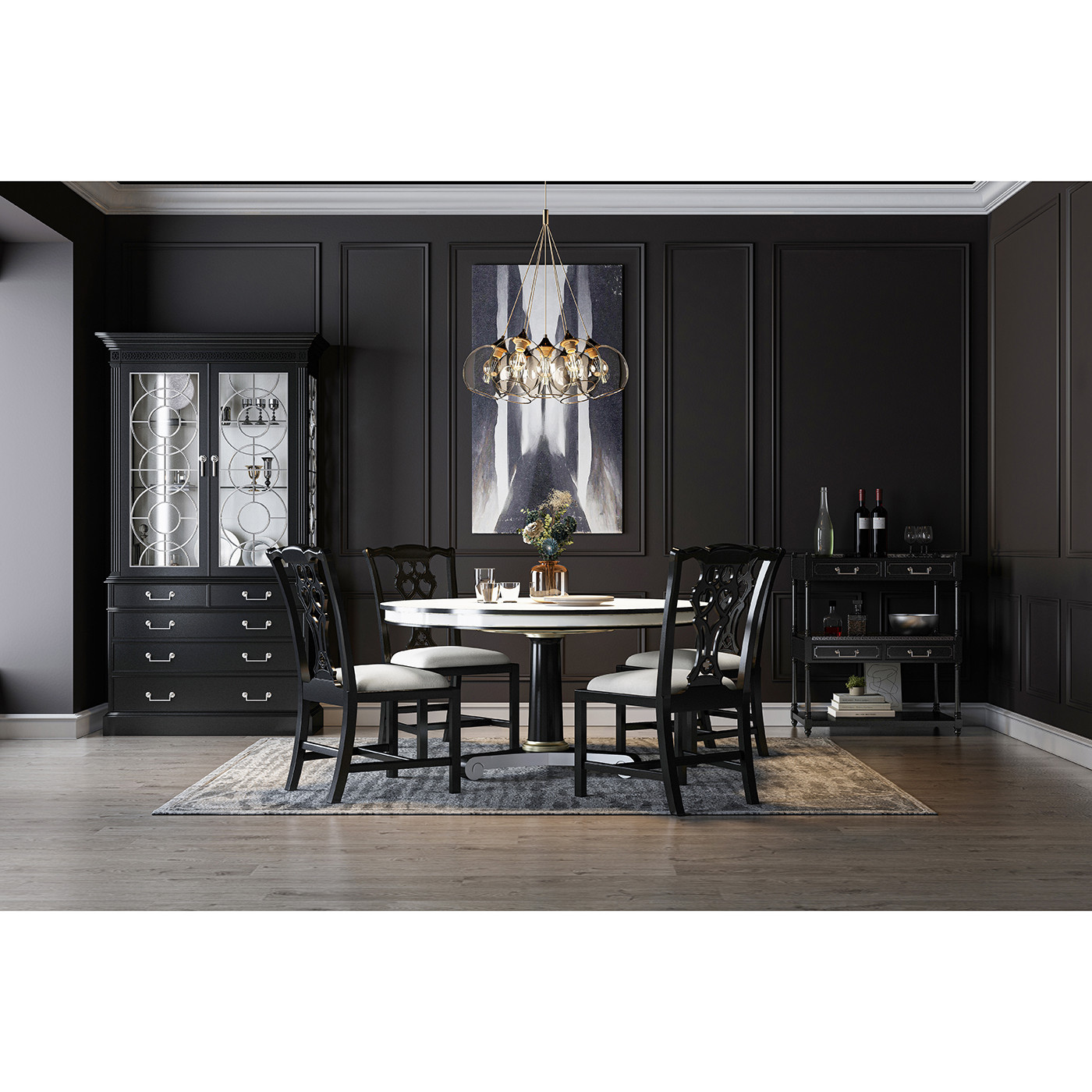 Spark Chippendale White Side Chair