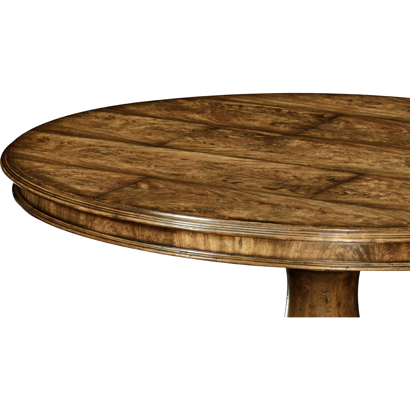 Distressed Crotch Walnut Pedestal Table 48
