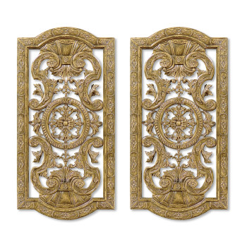 Pair Natural Oak Renaissance Style Panels