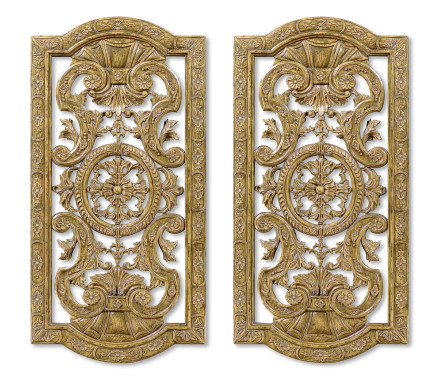 Pair Natural Oak Renaissance Style Panels