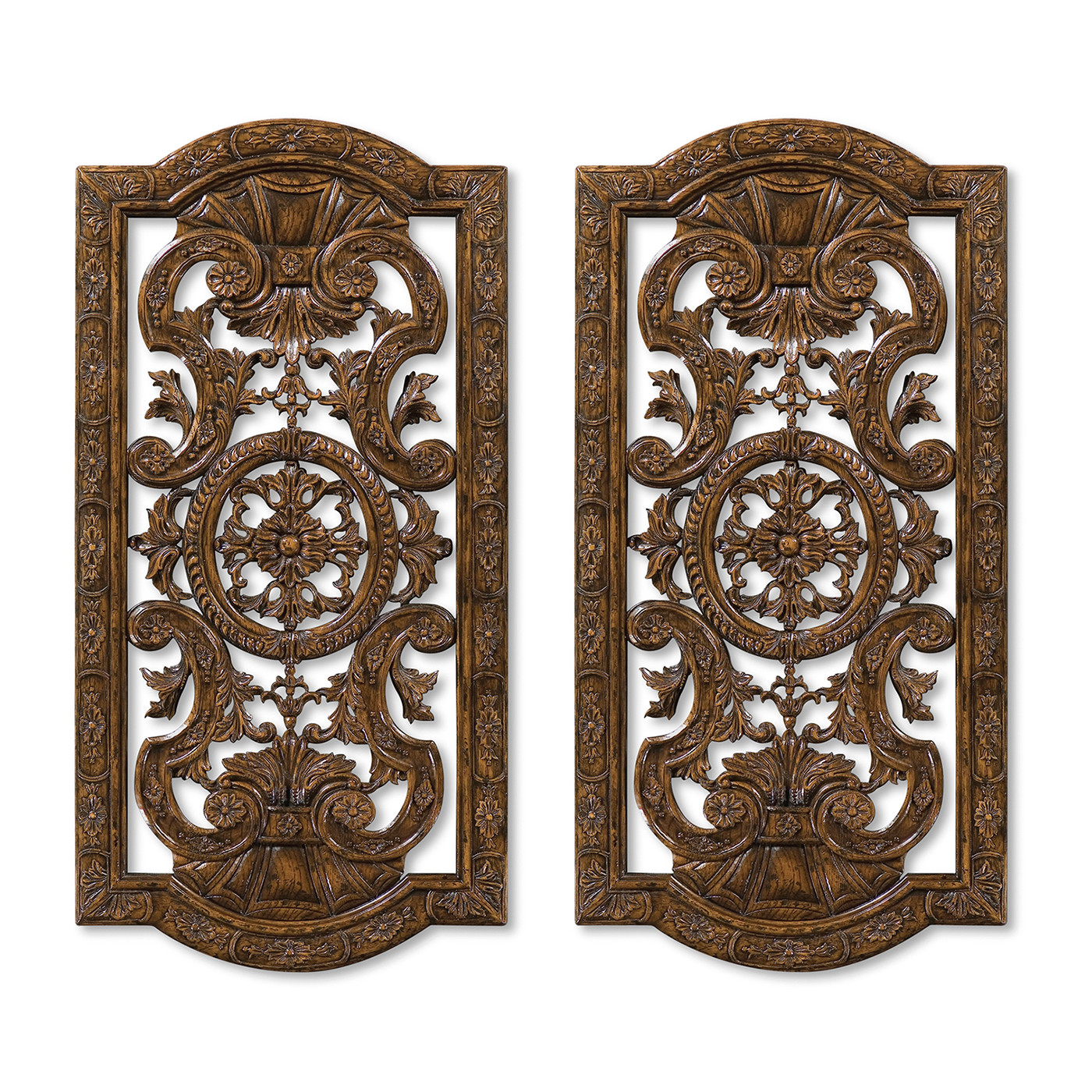 Pair Dark Oak Renaissance Style Panels