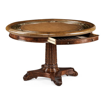 Mahogany Round Poker Table