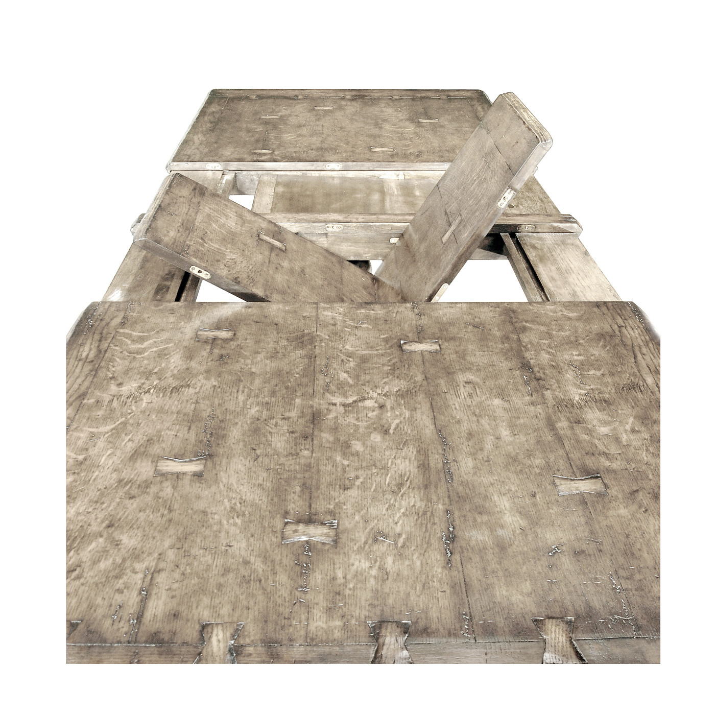 Elizabethan Style Grey Oak Extending Dining Table 91