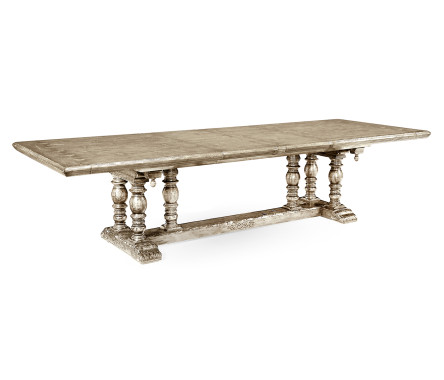 Elizabethan Style Grey Oak Extending Dining Table