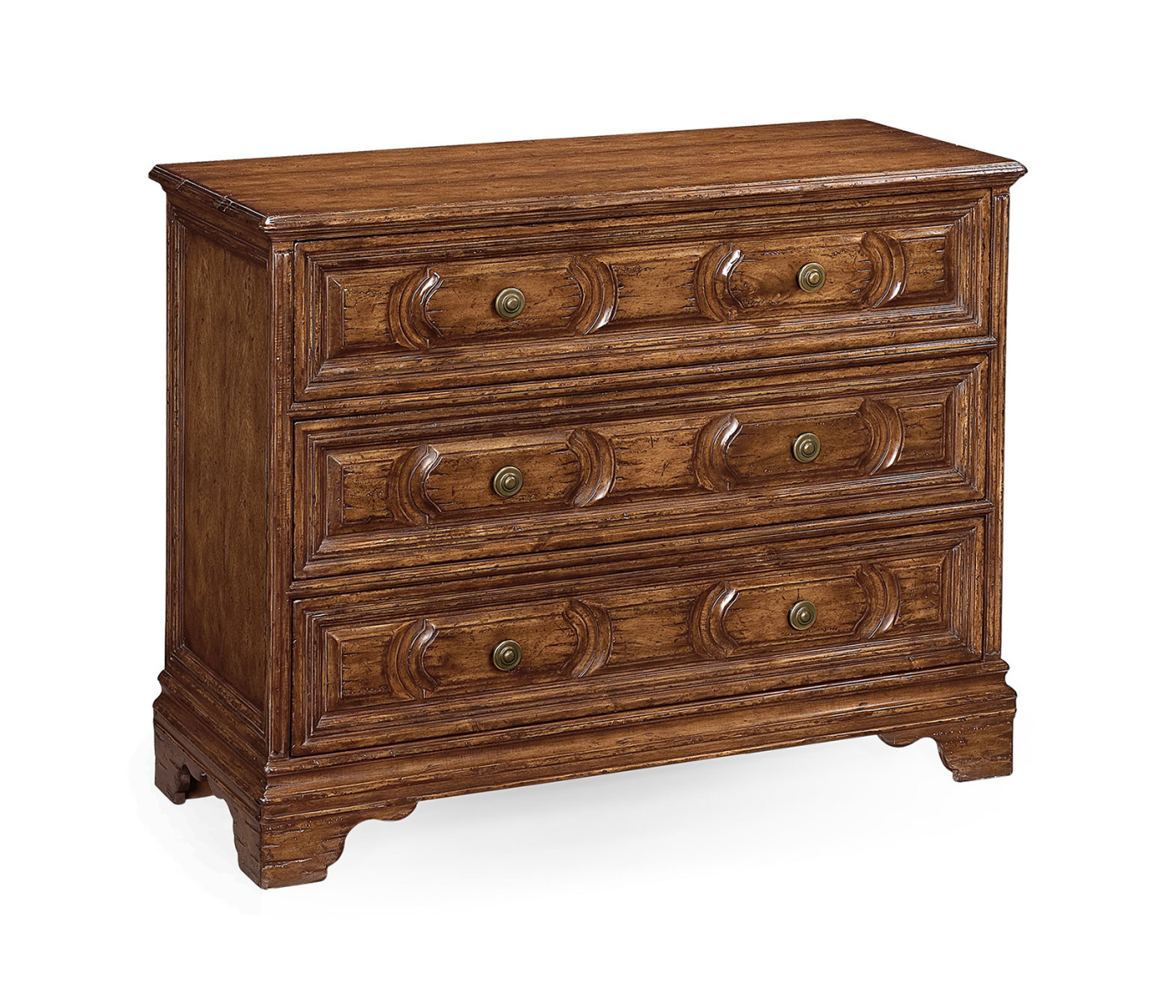 Tudor style walnut chest of three drawers