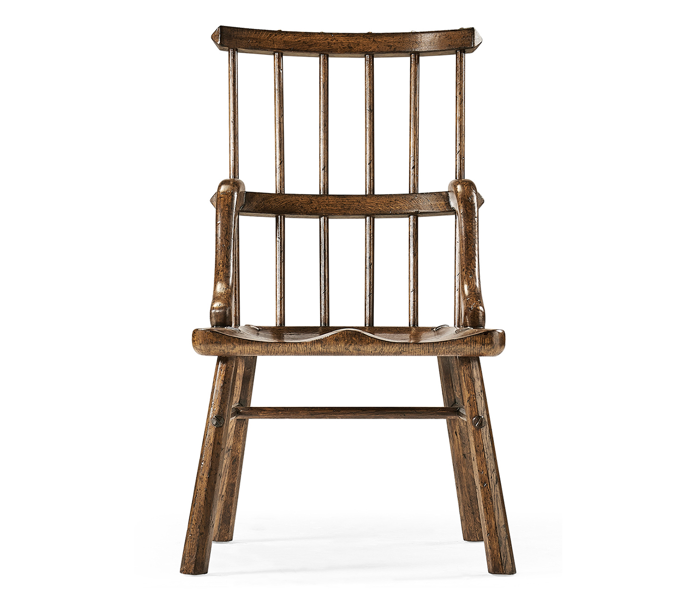 Rustic Dark Oak Country Side Chair with a Plank Seat