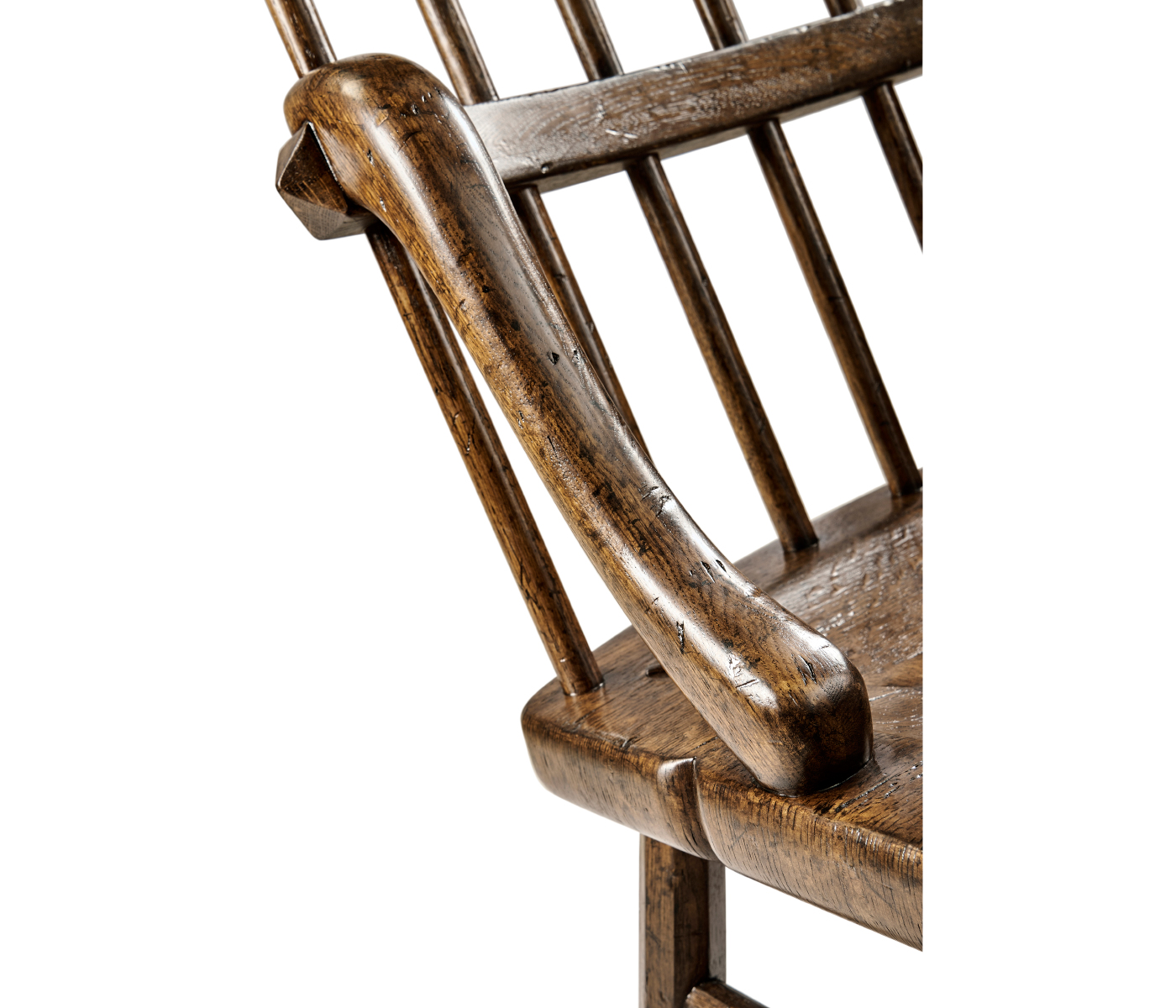 Rustic Dark Oak Country Side Chair with a Plank Seat