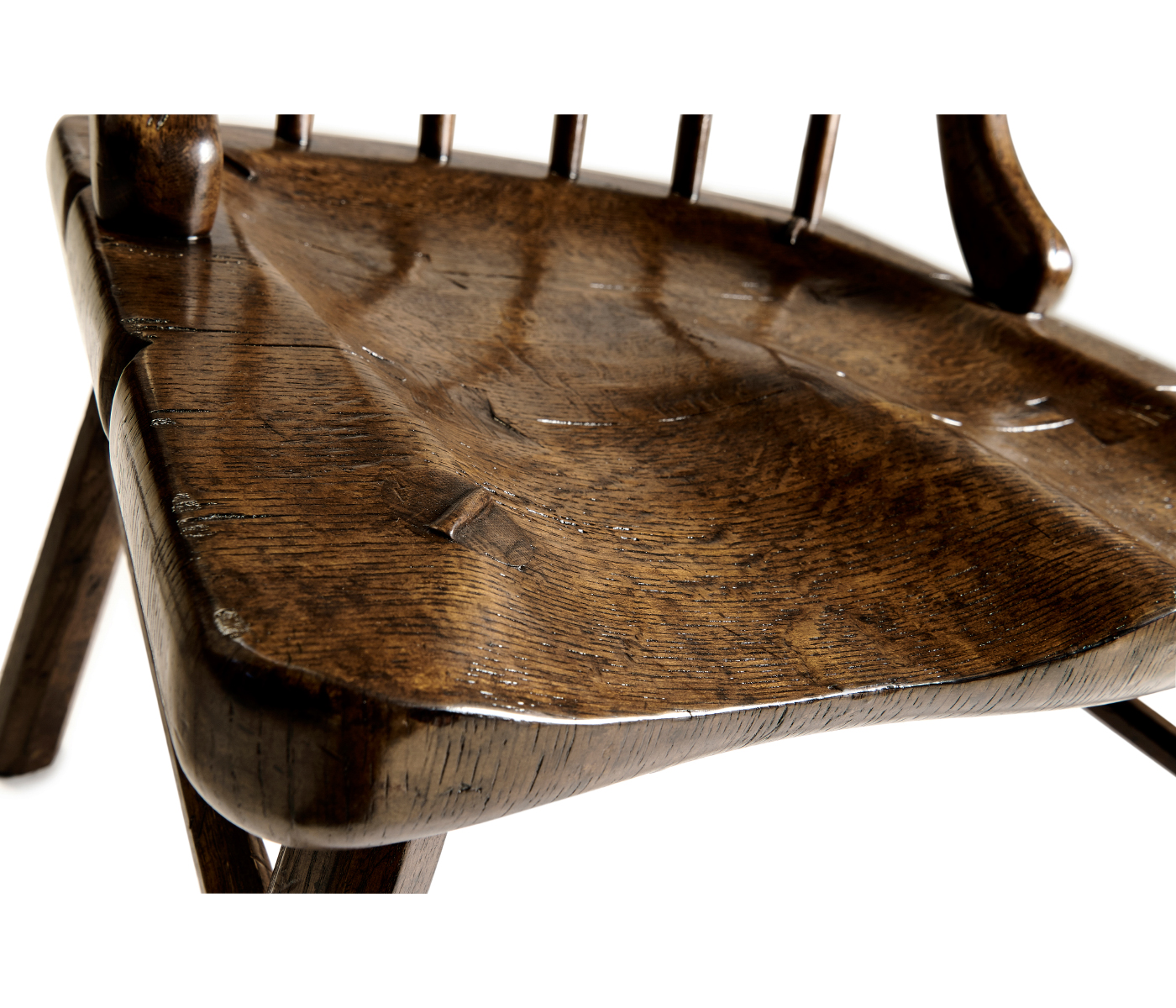 Rustic Dark Oak Country Side Chair with a Plank Seat