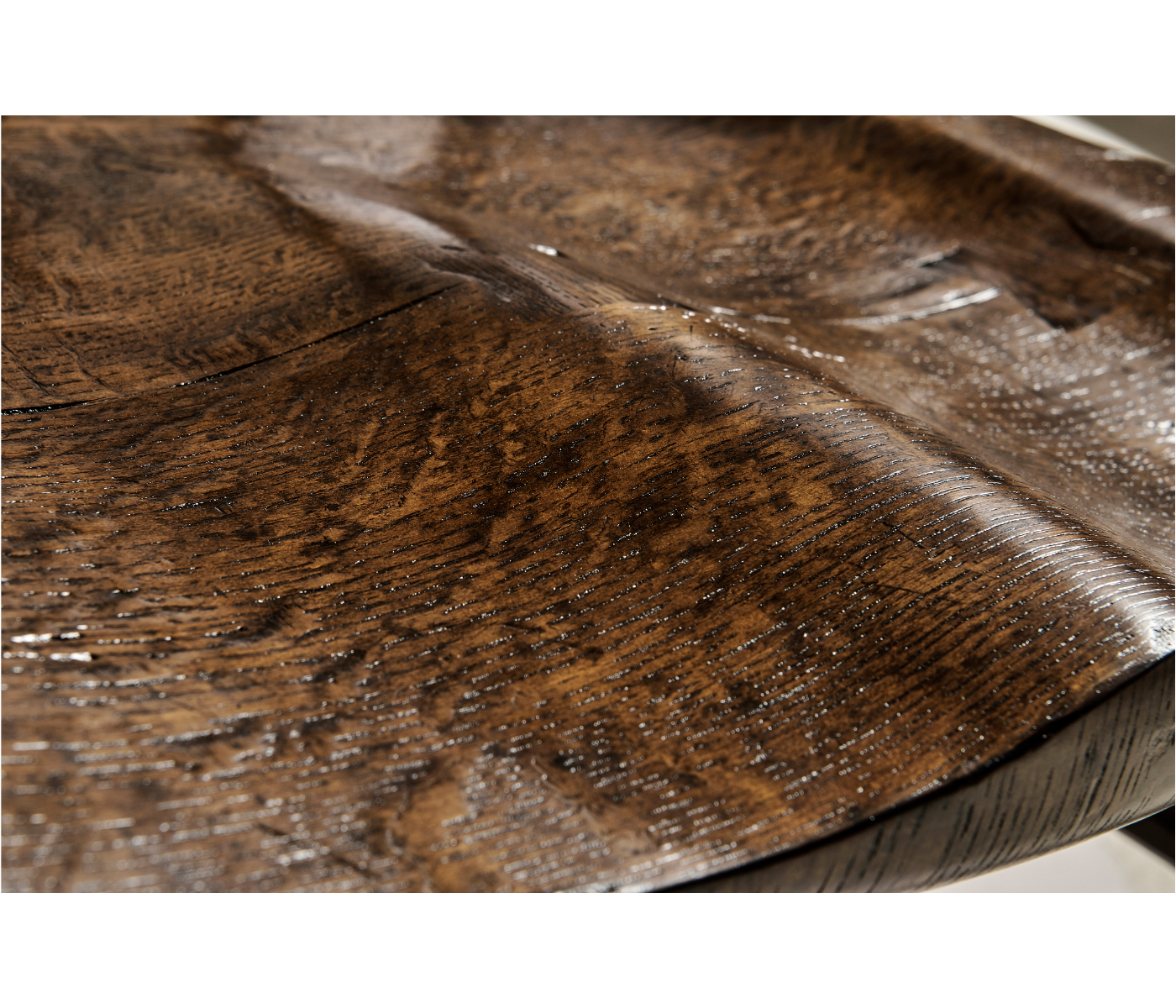 Rustic Dark Oak Country Side Chair with a Plank Seat