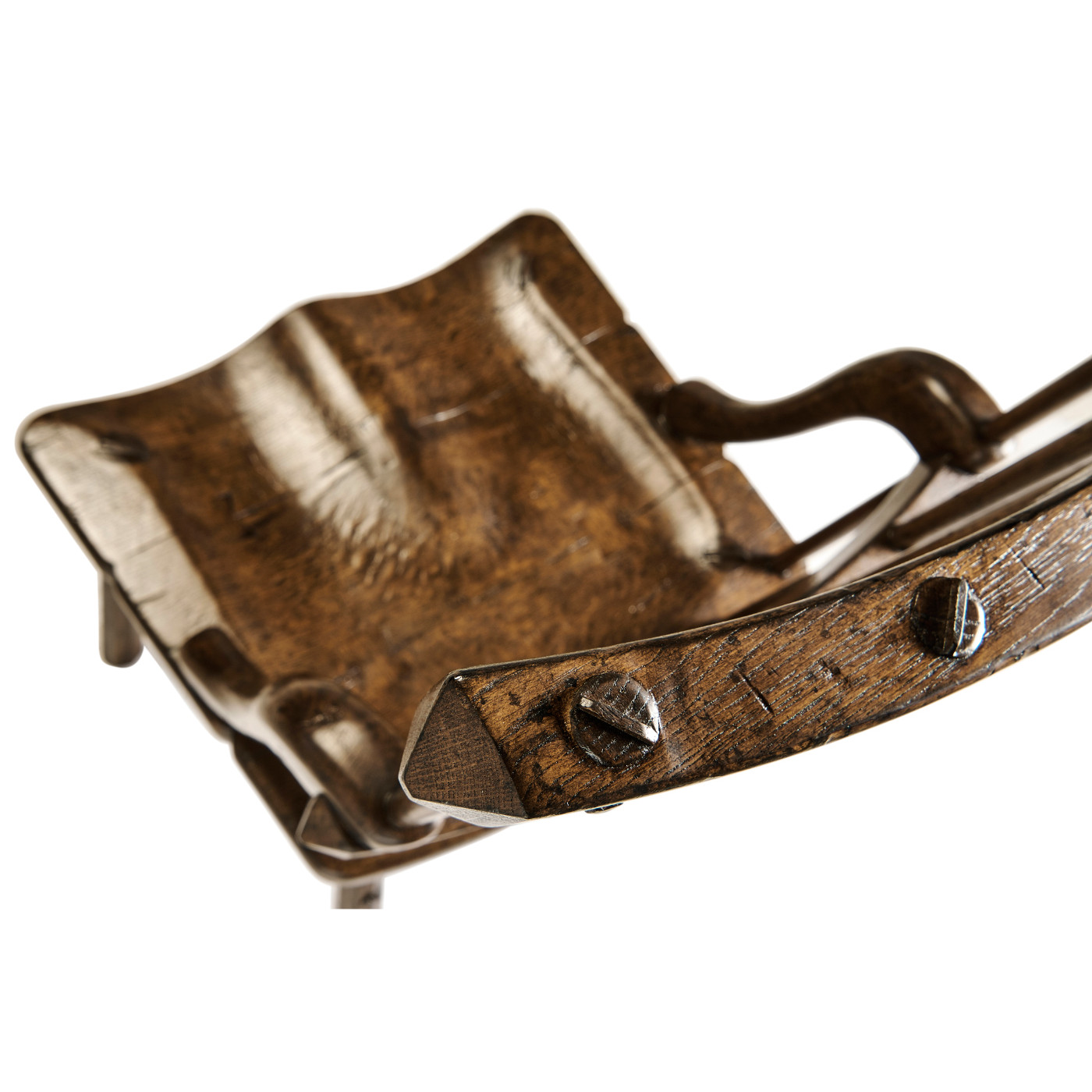 Rustic Dark Oak Country Side Chair with a Plank Seat