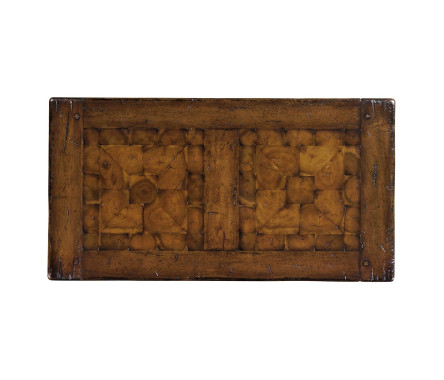 Rectangular oyster parquet side table