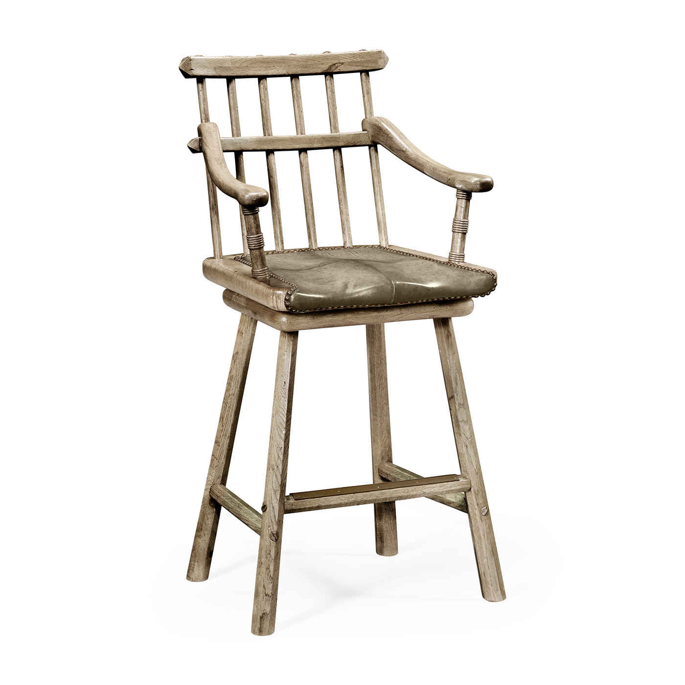 Rustic Grey Oak Arm Bar Stool