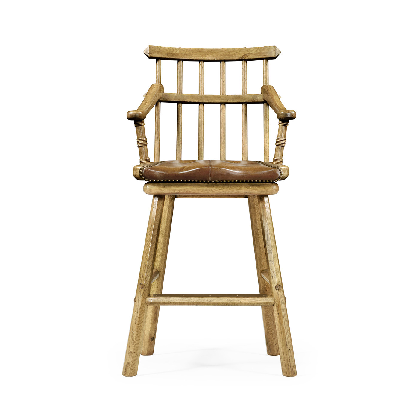 Rustic Natural Oak Arm Bar Stool