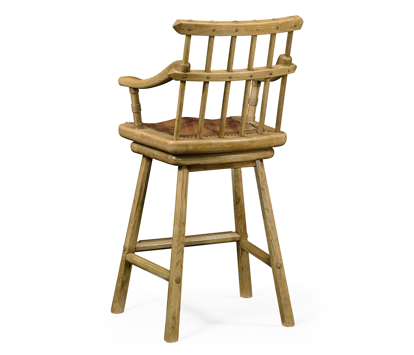 Rustic Natural Oak Arm Bar Stool