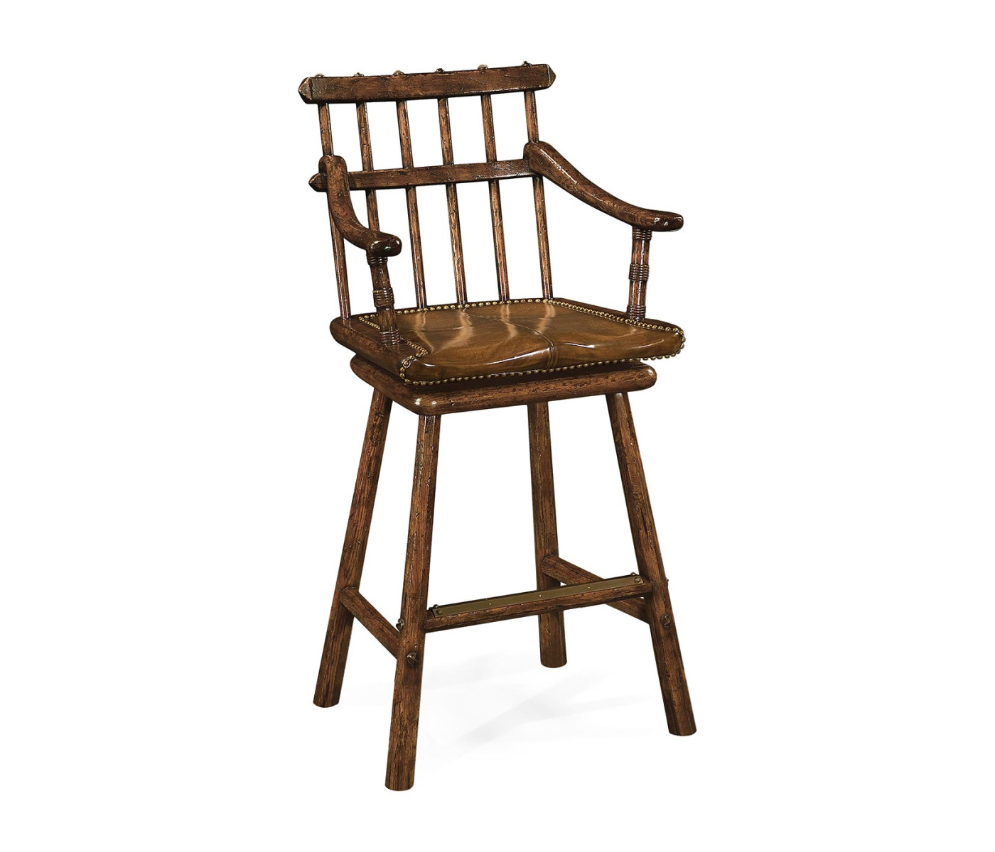 Rustic Dark Oak Arm Bar Stool