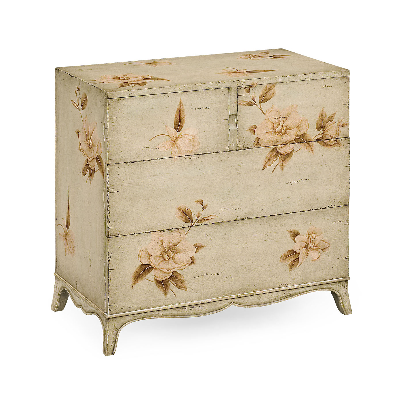 Paint antique olive floral chest (Small)