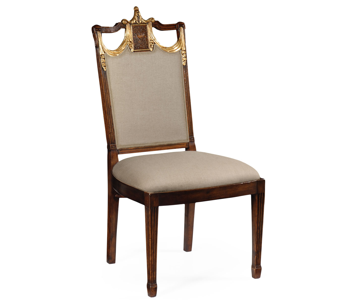 Neo-classical dining chair with gilded swag back (Side)